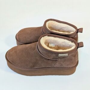 Bearpaw Women's Camel Natural Suede Ankle Boots Size 9